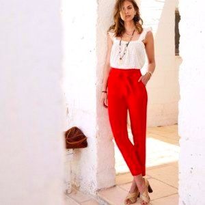 Sézane Theodore pants, coral red